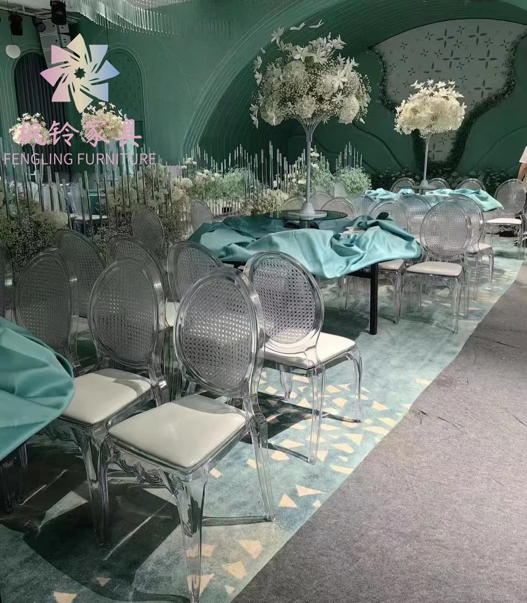 High Quality Clear Acrylic Wedding Banquet Hotel Chair Fabric Or PU Cover Cushion ZD001