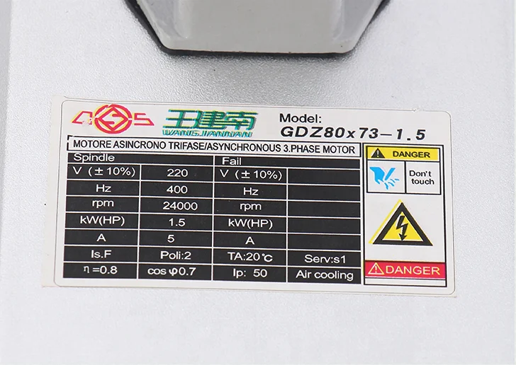 1.5kw ER11 Square Type Air Cooled Spindle Motor Ceramic Ball Bearings 24000rpm With Mounting Flange