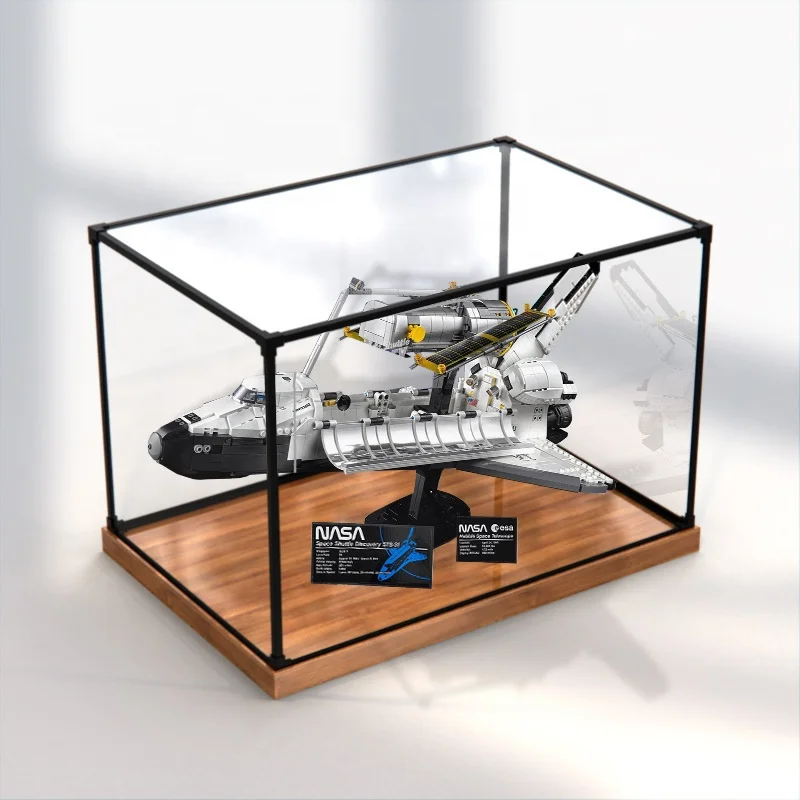 Acrylic Box with Wooden Base, Fully Assembled Clear Acrylic Display Case, Preassembled Display Case for Collectibles, Toys