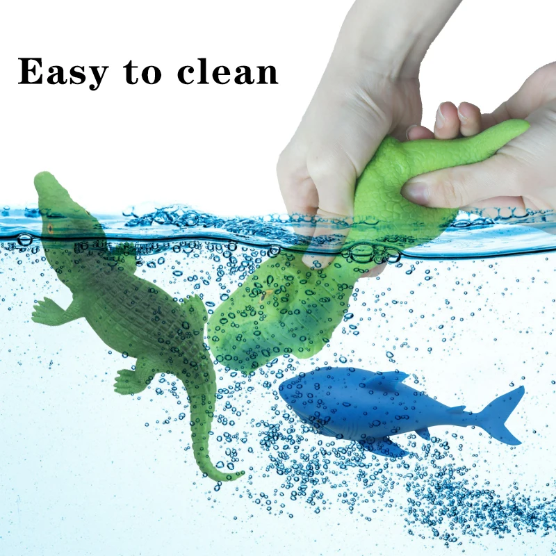 High Quality rubber Stress Reliever Toy Set Stretch Dinosaur Crocodile Shark Animal Toy plastic animal shape stress ball