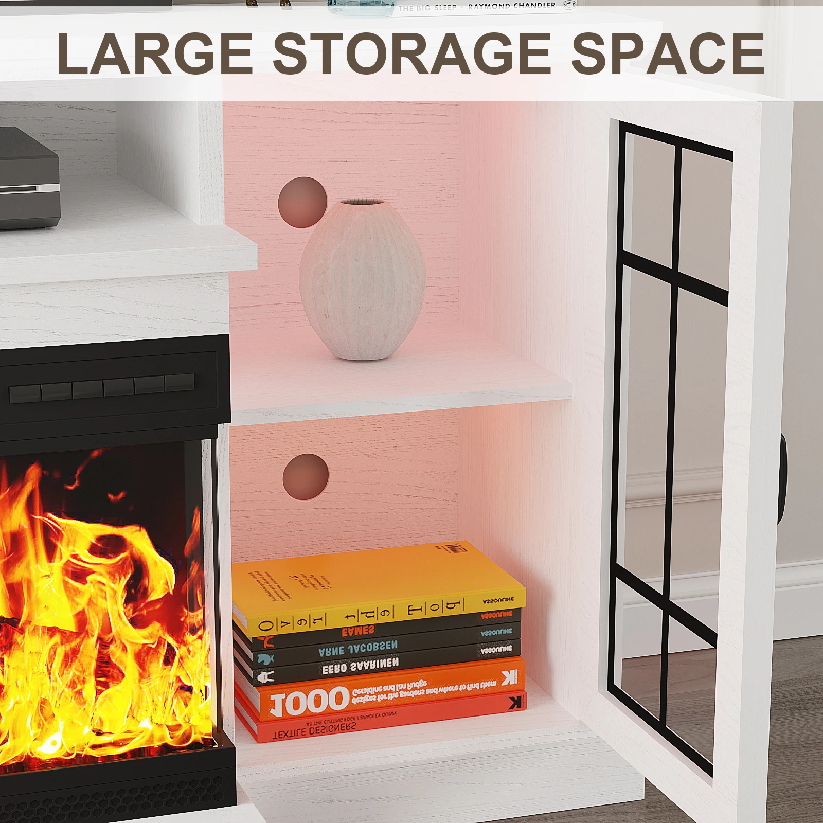 Wholesale Modern Luxury Living Room Furniture Popular Wooden TV Showcase with Fire Place TV Stand Cabinet Features Storage