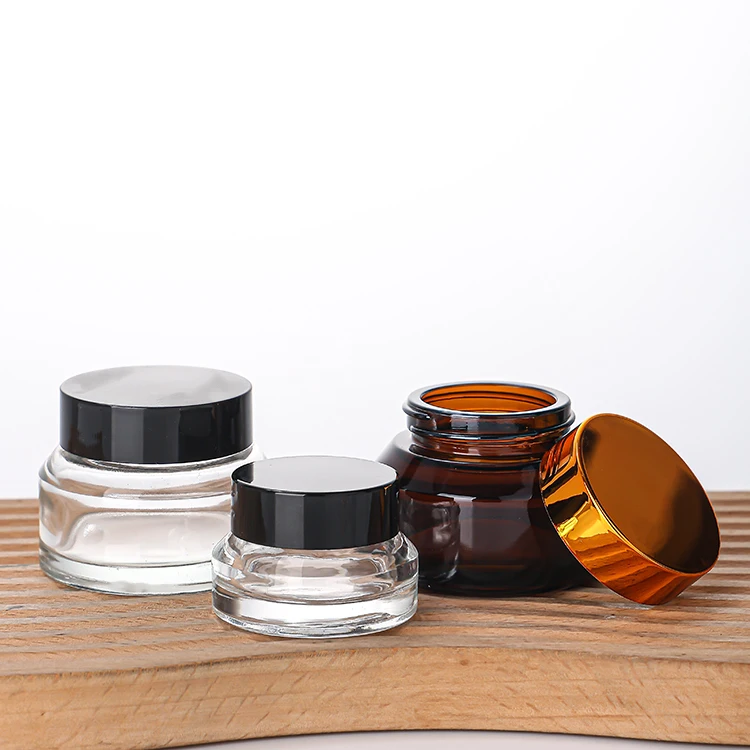 High Quality 3g 5g 10g Oil Lip Balm Wax Cosmetics Glass Containers Jar for hemp seed oil Airtight with bamboo wood grain lids