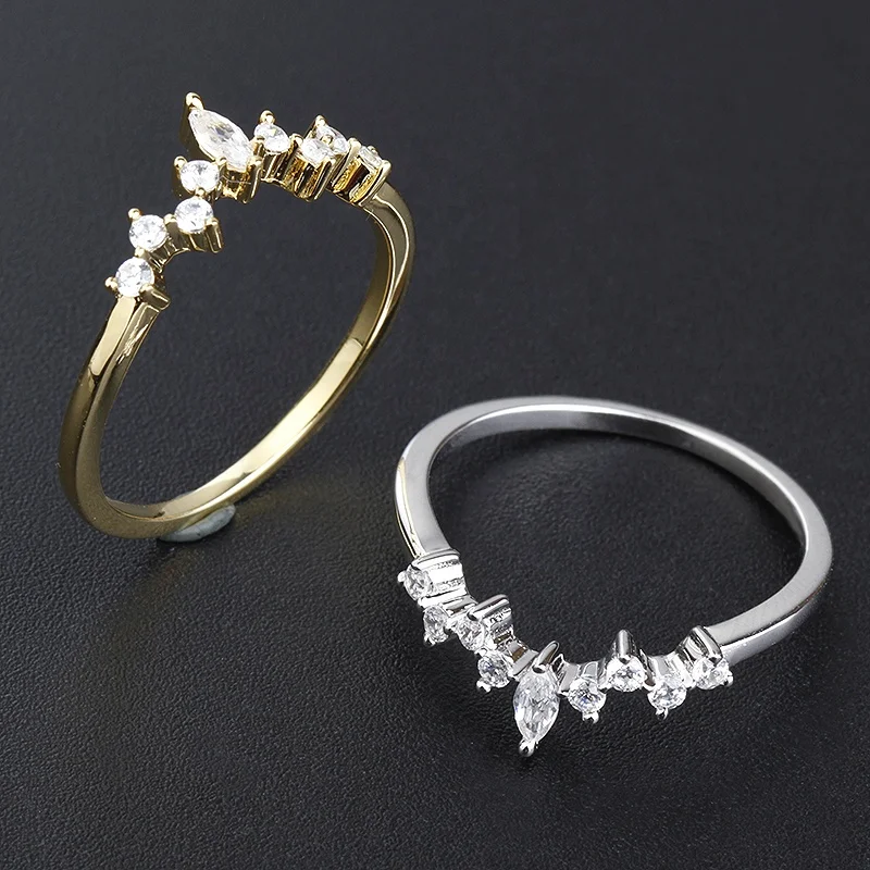 plata 925 al por mayor 18k gold plated women cz cheap china wholesale 925 silver engagement rings simple dainty diamond zircon