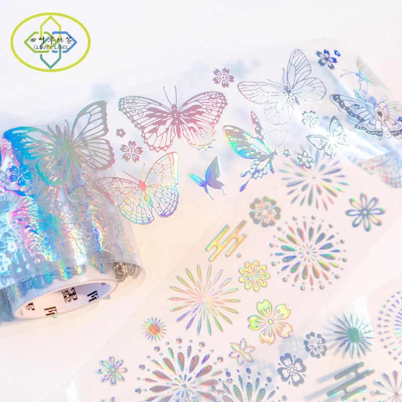 Creative Custom Colorful Laser PET Masking Tapes Print Planner Decorative Scrapbook Washi Tapes