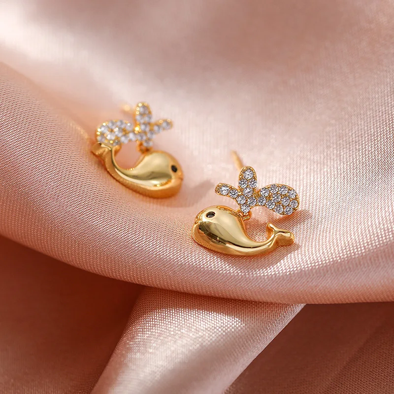 Fashion Unicorn Earrings 925 Sterling Silver Zircon Cat dolphin rabbit Stud Earrings With High Quality