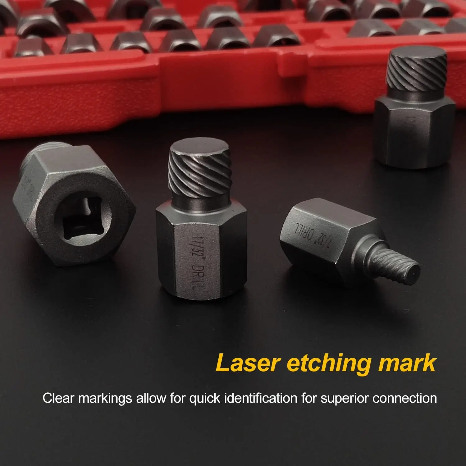 GTYPRO 27PCS Screw Extractor Set Bolt Extractor Set Broken Bolt Extractor Kit for Broken Studs Bolts Screws 1/2 to 3/8 Converter