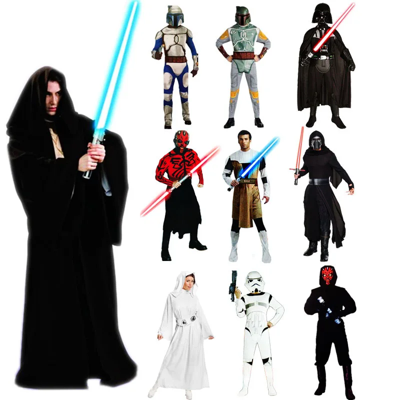 War Knights Costume, Cosplay Jumpsuit Cape Gown Halloween Stage Performance Jedi Outfit for Kids Adults Boys Girls