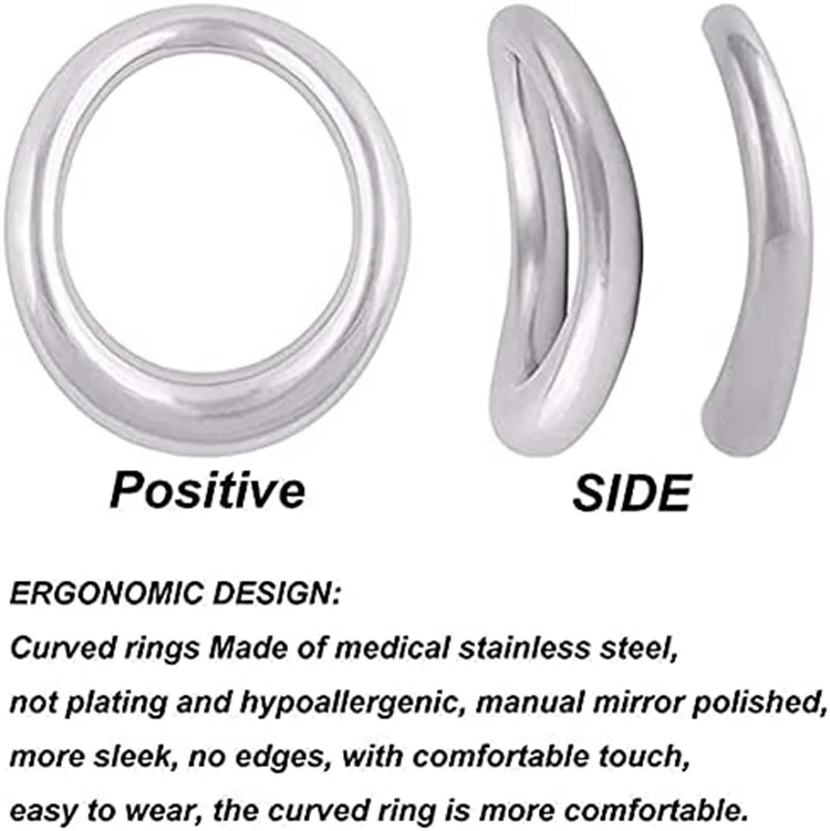 Stainless Steel Irregular Design C Ring Curved Ergonomic Metal Cock Ring 3 Sizes of Penis Ring