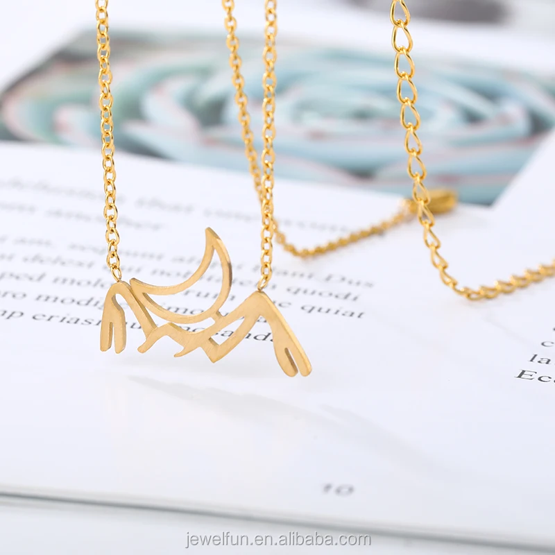 Женские Модные ювелирные изделия минимализм Луна и горы ожерелья из нержавеющей стали розовое золото лунное затмение полумесяц ожерелье