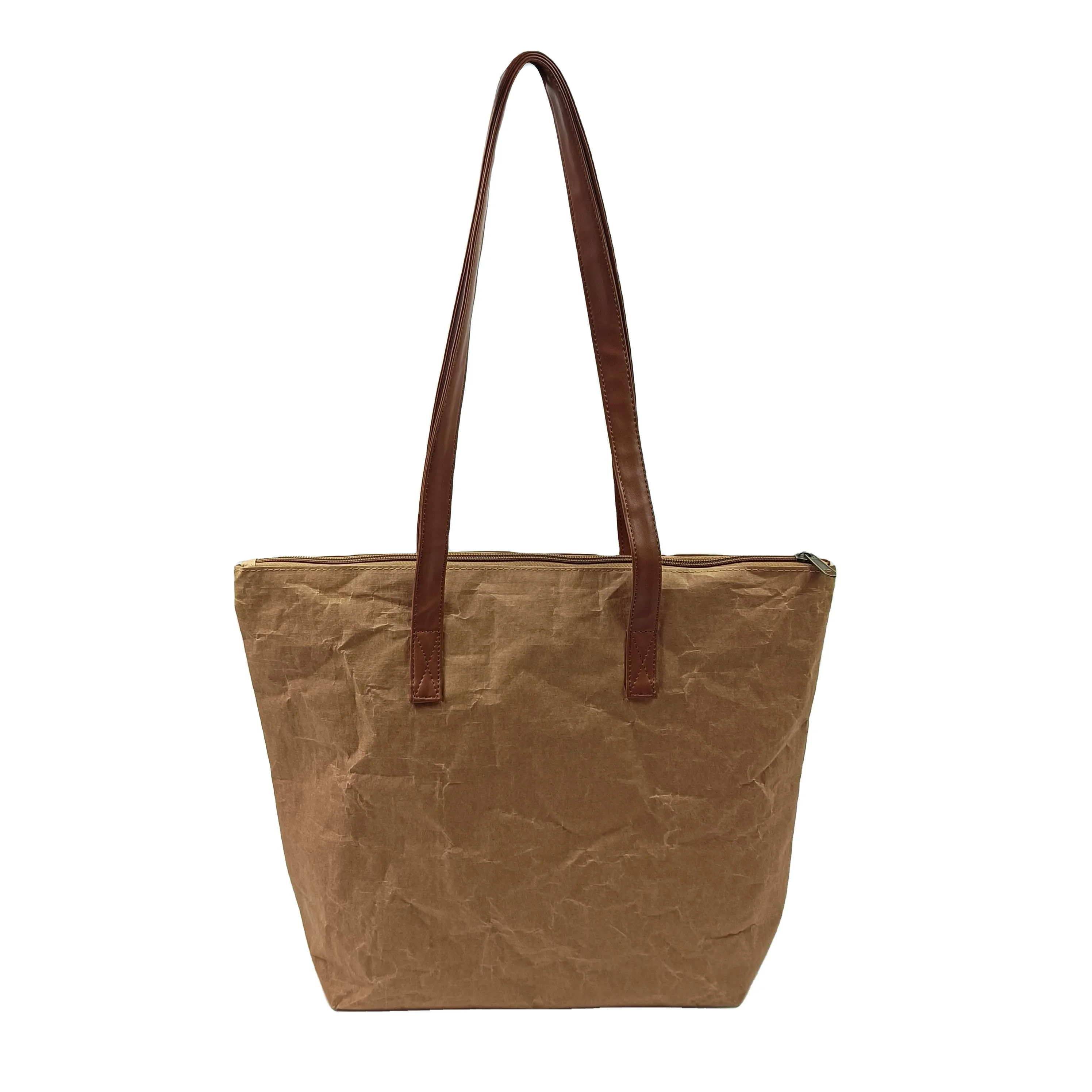 Recycled Customized Kraft Paper Handbag dupont paper shoulder cross handbag simple tote bag