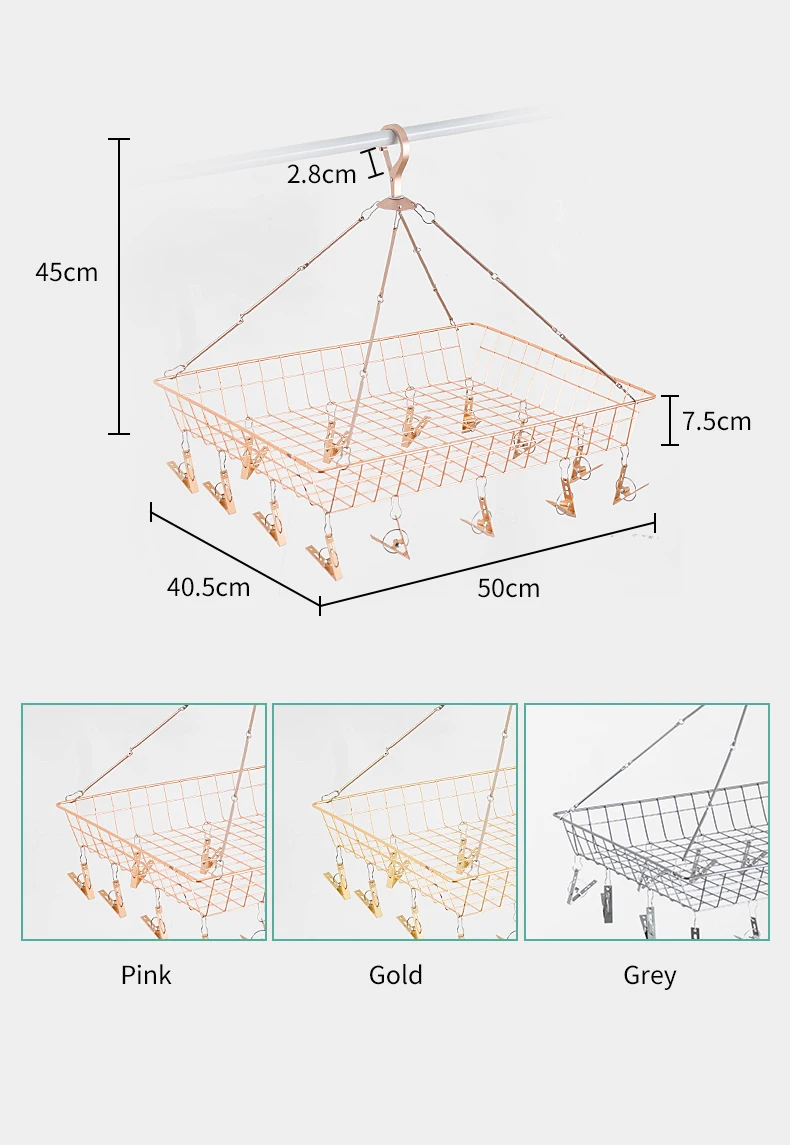 Highest Grade Best Sell Stainless Steel Hanging Drying Rack Socks Underwear Round/Square Shape Rack With Pegs Clips