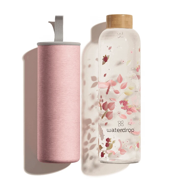 Hot sale popular colorful frosted drinking sports 500ml 32oz back to school luxury glass water bottles glass gym