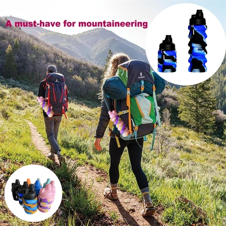 Hot selling high quality environmentally friendly foldable water bottles travel silicone foldable sports drinking bottles