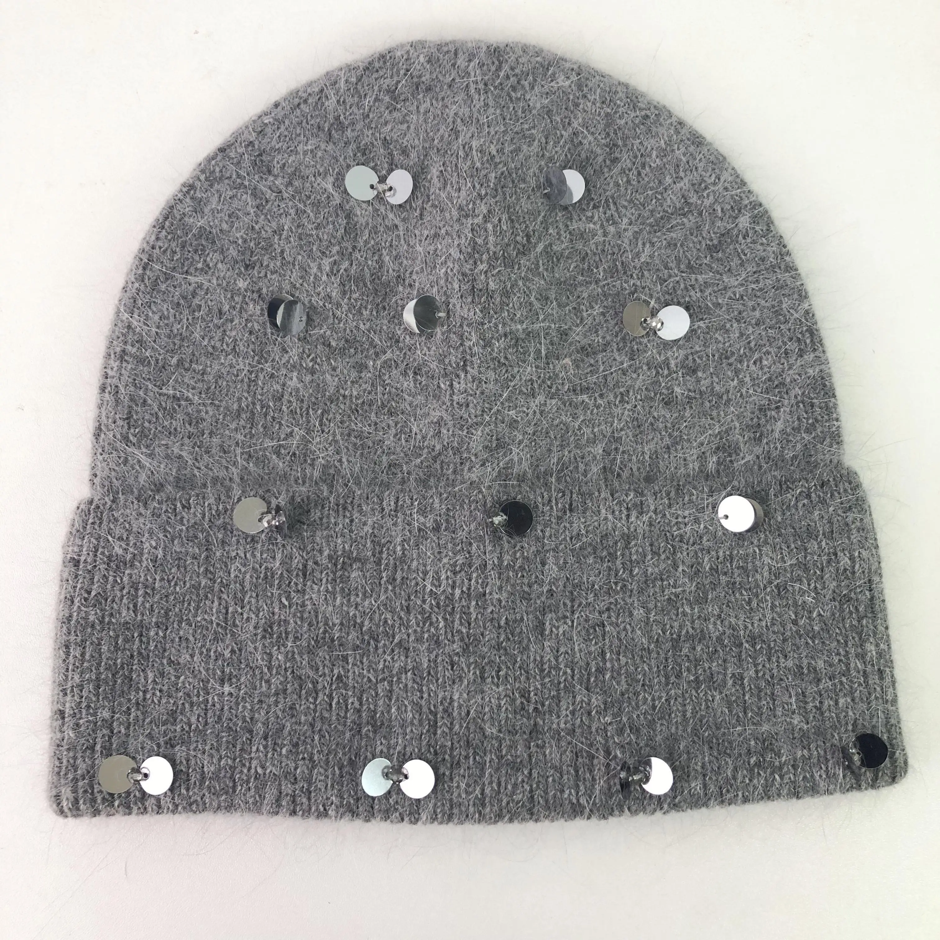 Winter Custom Beanie Knit Pom Pom Woman Luxury Knit Hats with Rhinestones