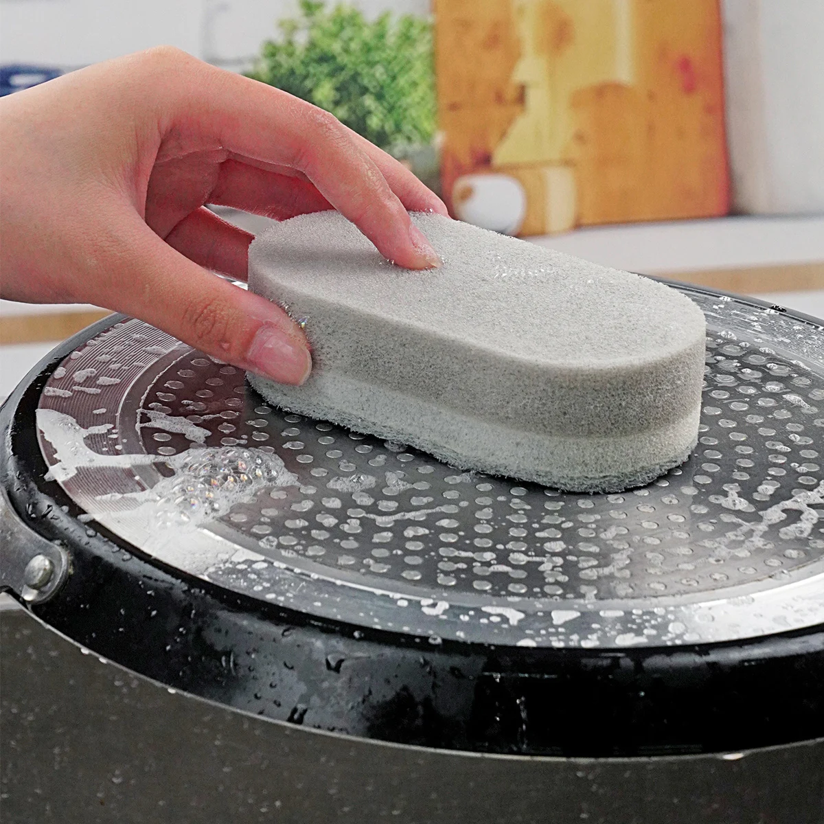 New product spray silver scouring pad sponge double-sided thickened cleaning kitchen dish brushing cloth sponge cleaning