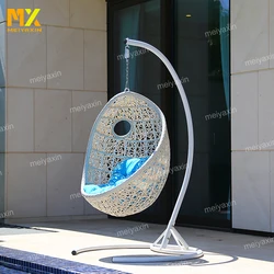 modern design outdoor swing chair egg shape woven rattan aluminum frame tube Durable and stable anti-uv for Villa courtyard