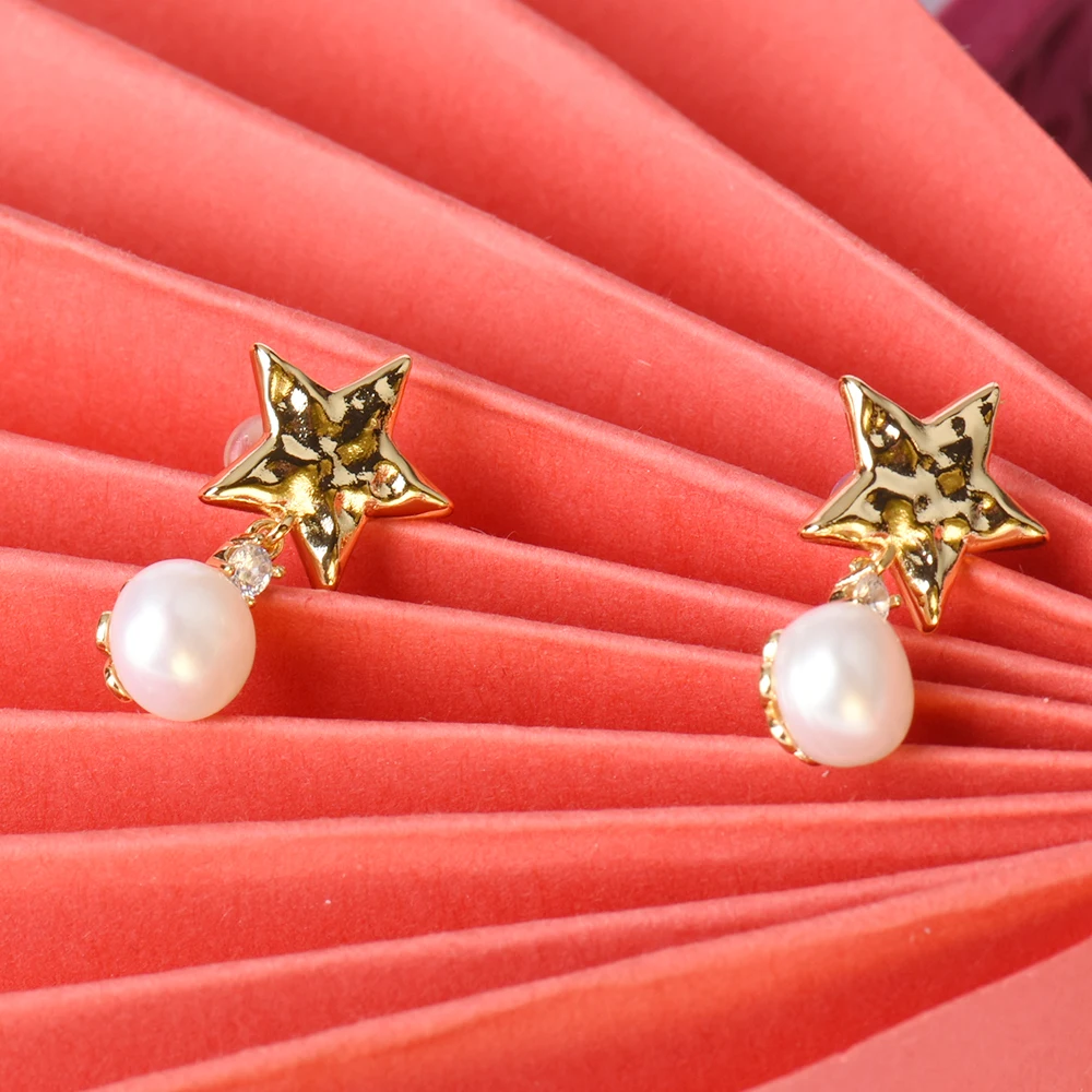 Modern unique design draft quality 14k Gold Filled pearl CZ jewel earrings for women 14k Gold Filled Pearl CZ Earring