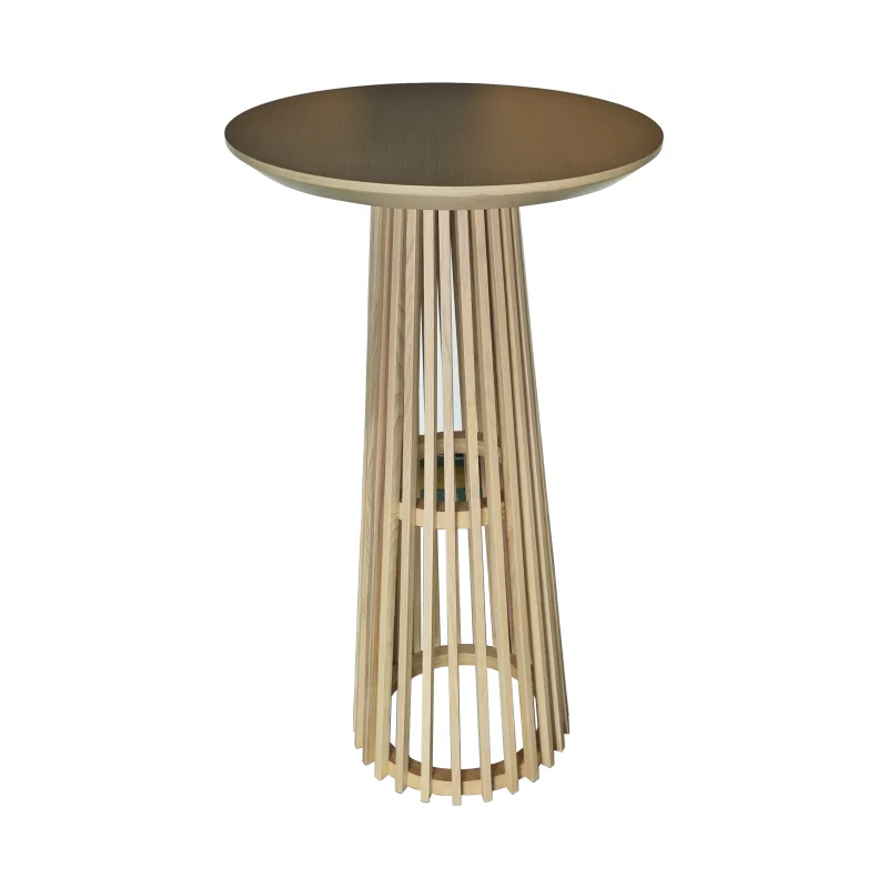 Event rental furniture teak wood round bar table wooden event table party timber bar table