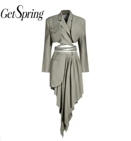 High Quality Polyest Cover Up Skirt Bathing Suit blazer skirt set irregular asymmetrical skirt suit tuxedo set factory wholesale