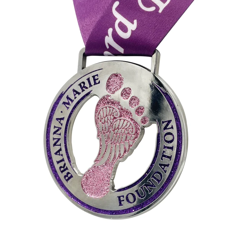 High Quality Miraculous Medal Dance Music Pink Feet Medal With Ribbon