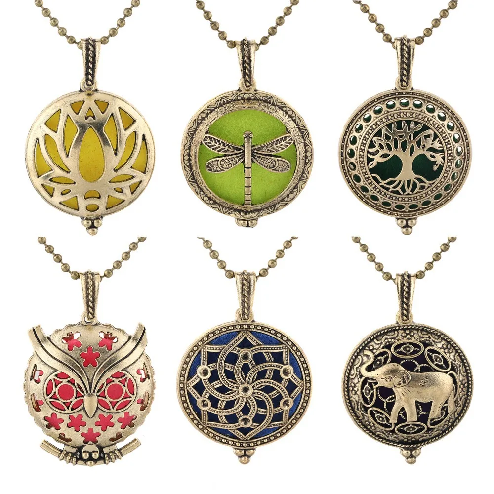 Aromatherapy Necklace Tree of Life Diffuser Jewelry Vintage Open Locket Pendant Essential Oil Perfume Aroma Diffuser Necklace