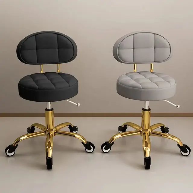 Luxury round Metal Hairdressing Chair with Sliding Stool & Backrest Massage Table for Home Bedroom Hotel Outdoor Use Living Room