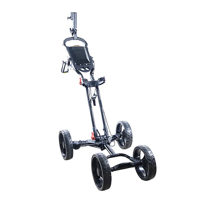 Justin High Quality Aluminum Frame 4 Wheels Quick Easily Fold Push Pull Foldable Golf Trolley