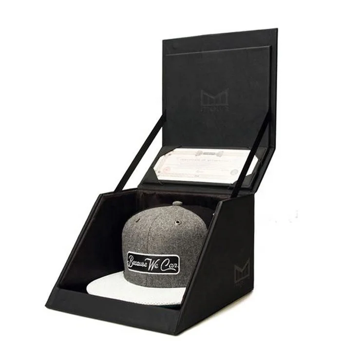 luxury Custom Logo Black Baseball with Hat box For Snapcap Foldable Gift Boxes