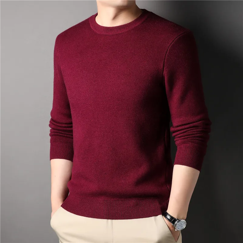 OEM Factory Price Basic O-neck Comfy Men Sweater Plain Knitted Pullover Custom Cashmere Sweater For Winter