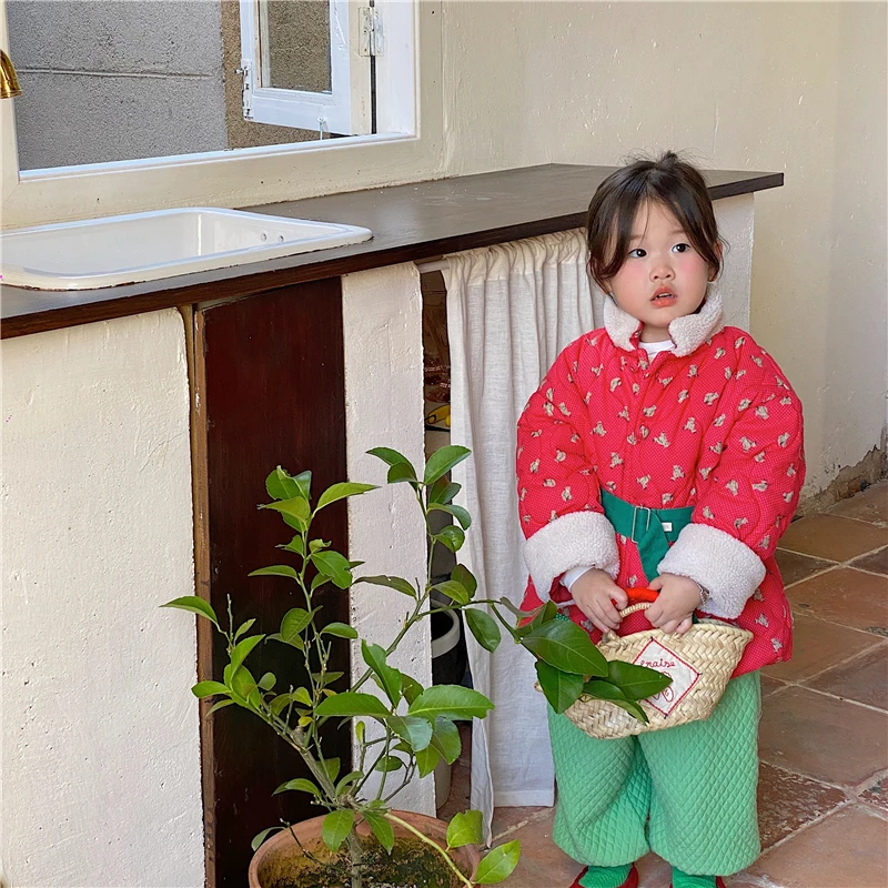 2021 New fashion Girl Cotton Jacket Thick Warm Kids christmas red outwear Winter Clothes Children Jacket for kids Boys Coat