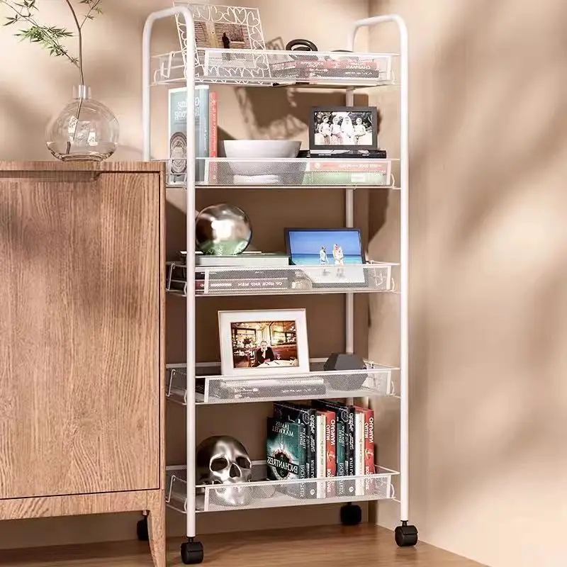 Partical Used Kitchen Metal Detachable 3 Layer Net Basket Rolling Cart Trolley for Fruit and Vegetable Storage