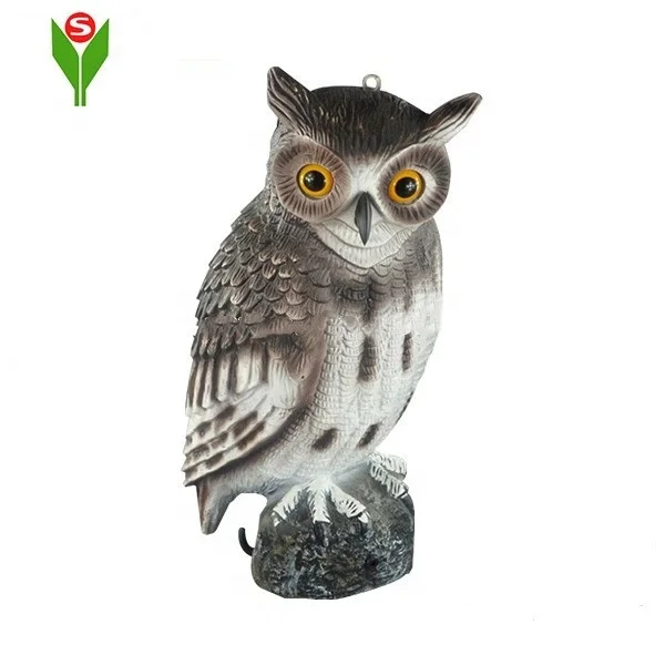 Plastic Rotating Head Garden Owl Decoy Statue  For Scaring Crow Pest
