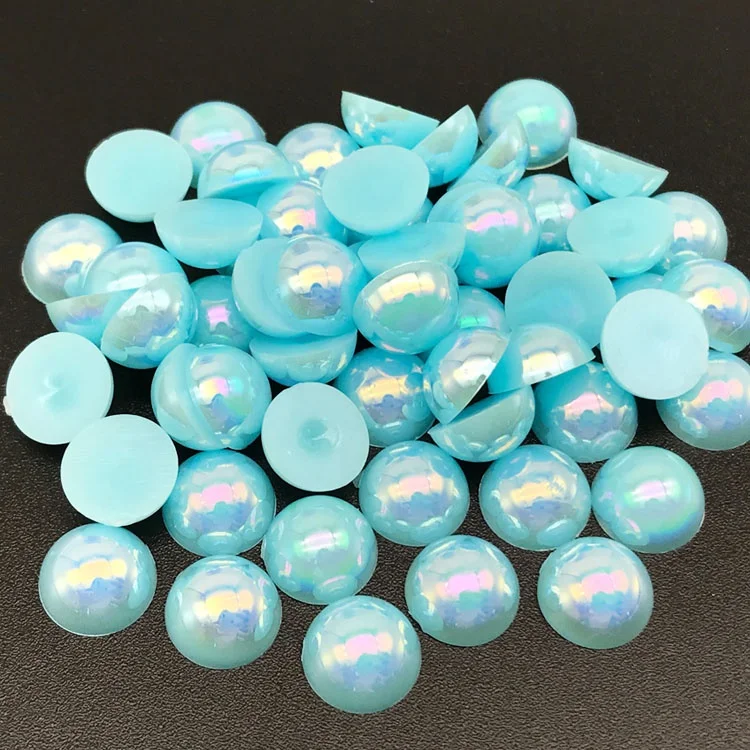 Wholesale high quality AB colors plastic ABS flat back pearl in bulk half round loose pearls For DIY Accessories