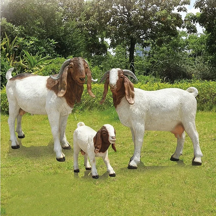 SE7ART Custom Outdoor Garden Decoration FRP Life Size Animal Long-eared sheep Boer goat Sculpture
