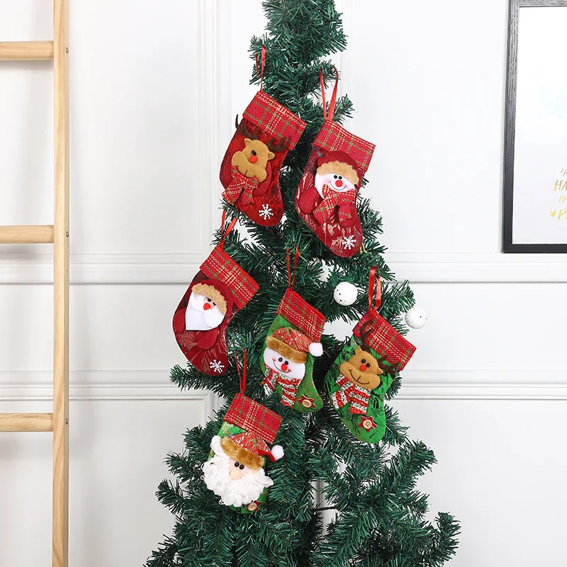 Wholesale Customizechristmas 2024 decorative socks cartoon santa claus socks pendant christmas tree ornaments socks