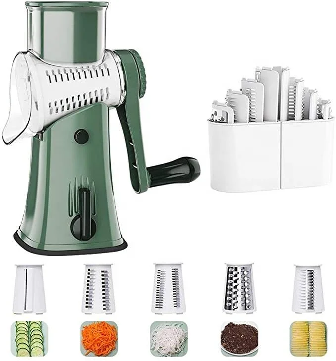 Multi Purpose 5 in 1 Rotary Cheese Grater amazon Hot Selling Vegetable Slicer Cutter Vegetable Grater
