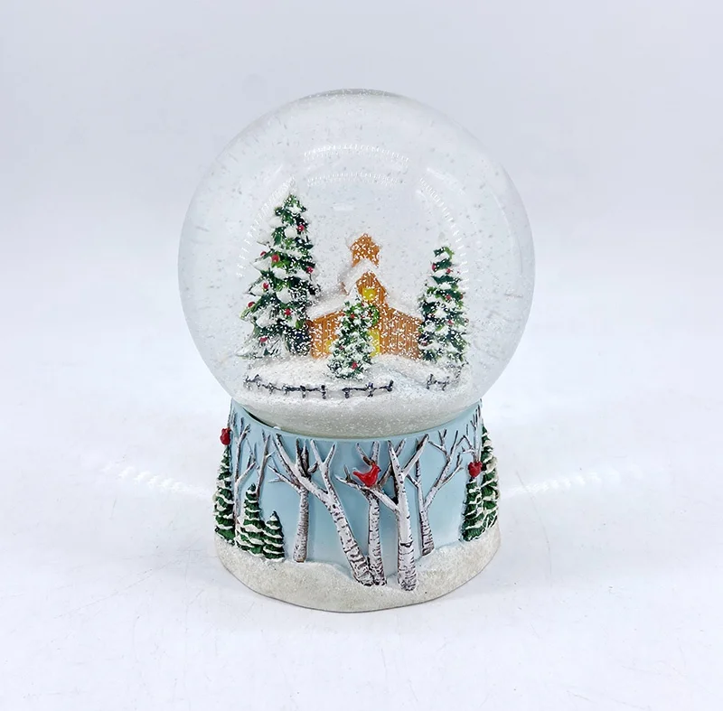 High Quality 2021 gifts & resina crafts 100mm snow Globes with music for cristmas home decoration