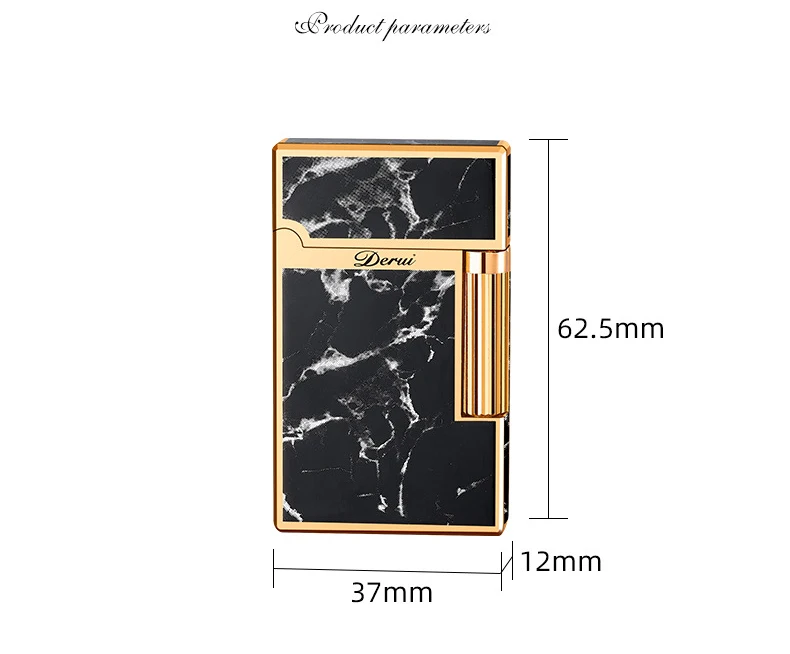 Derui Lighter Loud Sound Butane Gas Side Sliding Blue Flame Windproof Lighter Pure Copper Cigar Lighter Adjustable Flame