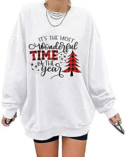 Customize Your Own Cool Christmas Pullover Hoodie Sweater Women Digital Printing Gradient Decoration Sweet Style French Terry