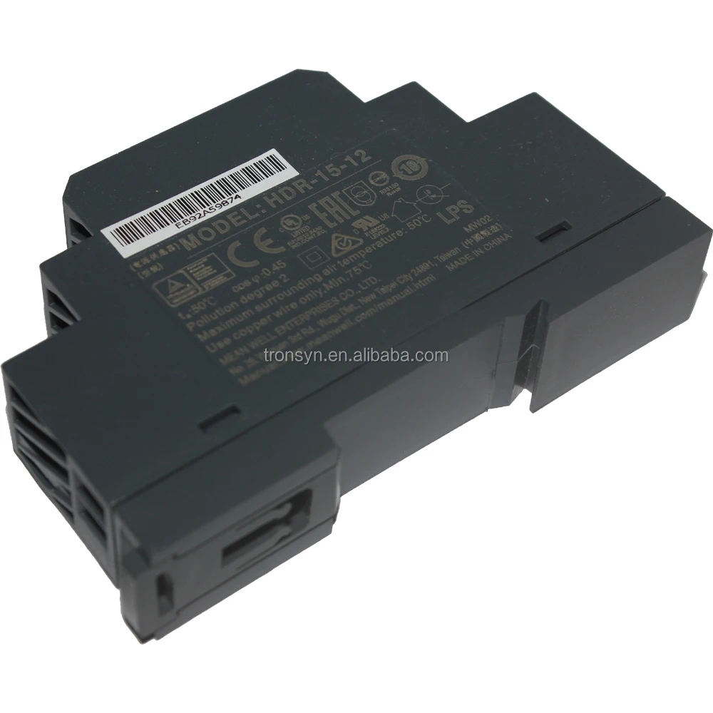 Meanwell HDR-15-12 15 Вт ультра тонкий шаг форма импульсный источник питания светодиодного табло Din Rail поддержка завода промышленные здание