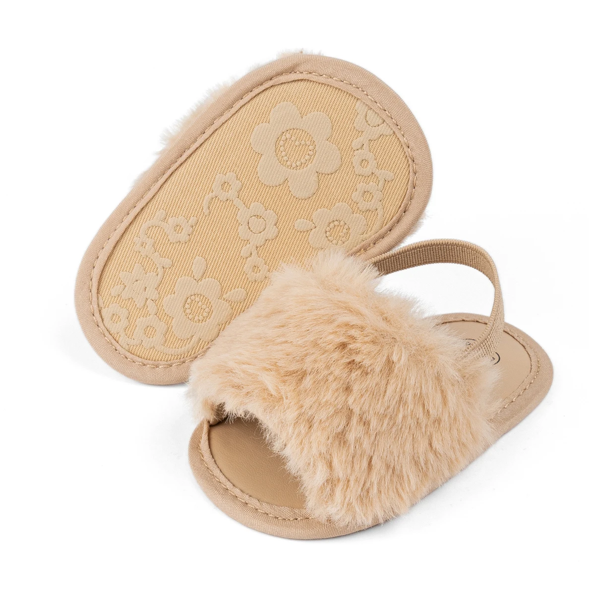 Baby Infant Fuzzy Slippers Soft and Cozy Open-Toe Design Warm Baby Sandals&Slippers
