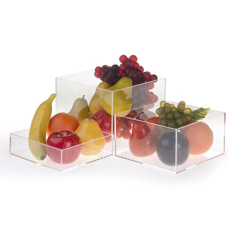 Transparent Clear Acrylic Cube Risers Set Of 3 Display Stand With Hollow Bottoms Acrylic cylinder