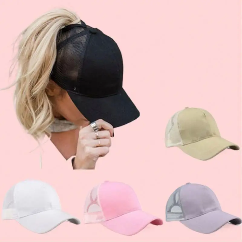 New Arrival Ponytail Baseball Cap For Women Outdoor Sunshade Tennis Cap with Messy Bun Snapback with Fruit Pattern Storage