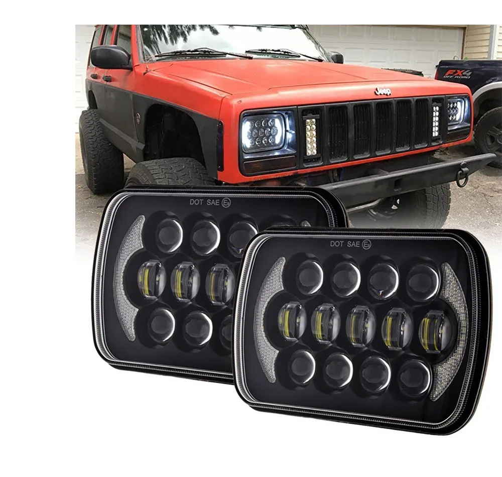 JHS others car lightaccessories 7inch Square Headlight 105W  DRL Led Headlight Square High Low Beam For Jeep truck