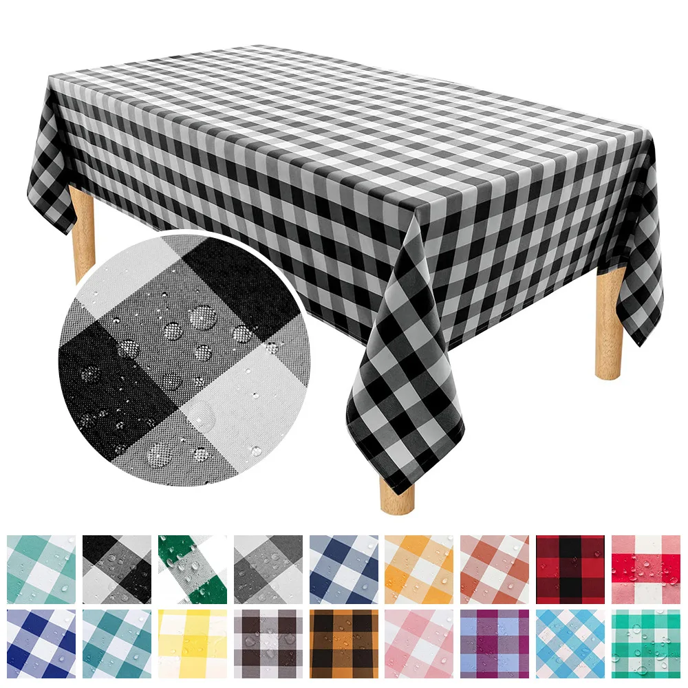 Waterproof Water Oil Proof Checkered Rectangle Rectangular Table Cloth Printed Buffalo Plaid Tablecloth For Home Kitchen
