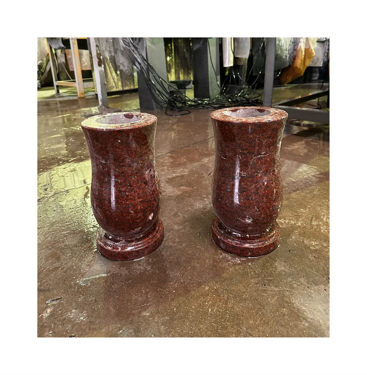 Polished granite flower vases for tombstones, stone monument vase decoration