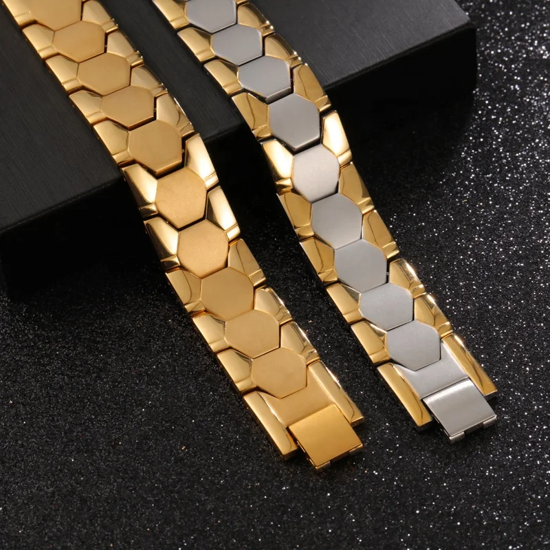 
Wholesale Mens Titanium steel Magnetic Energy Negative Ion Far Infrared Bracelet Health Medical 