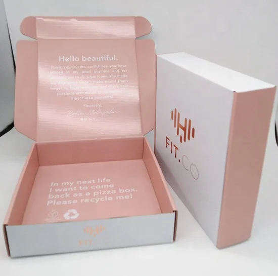 Factory Wholesale Shipping Box Rose Gold Foil  Custom Logo  Packing Mailer Boxes With Logo For Fit Clothing