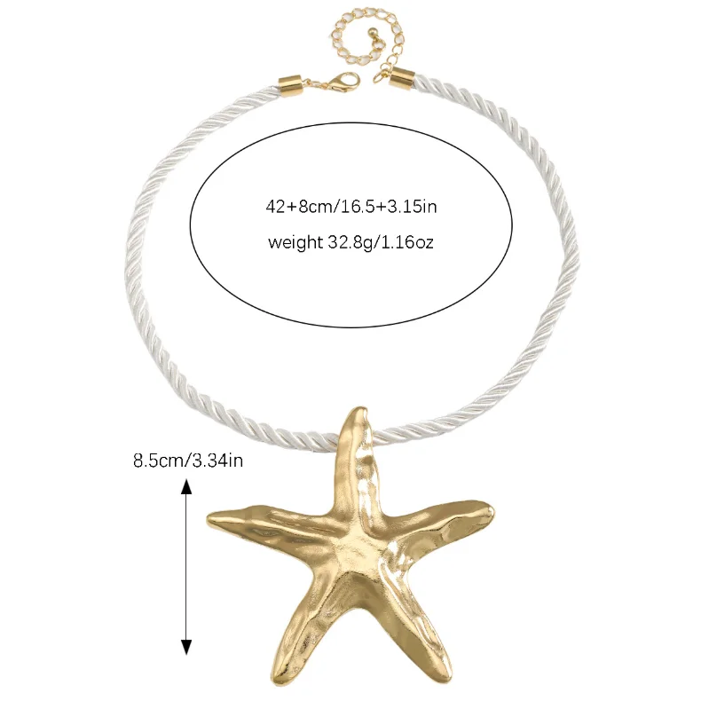 2024 Latest ZA metal Starfish pendant necklace for women personality exaggerated vacation beach jewelry accessories