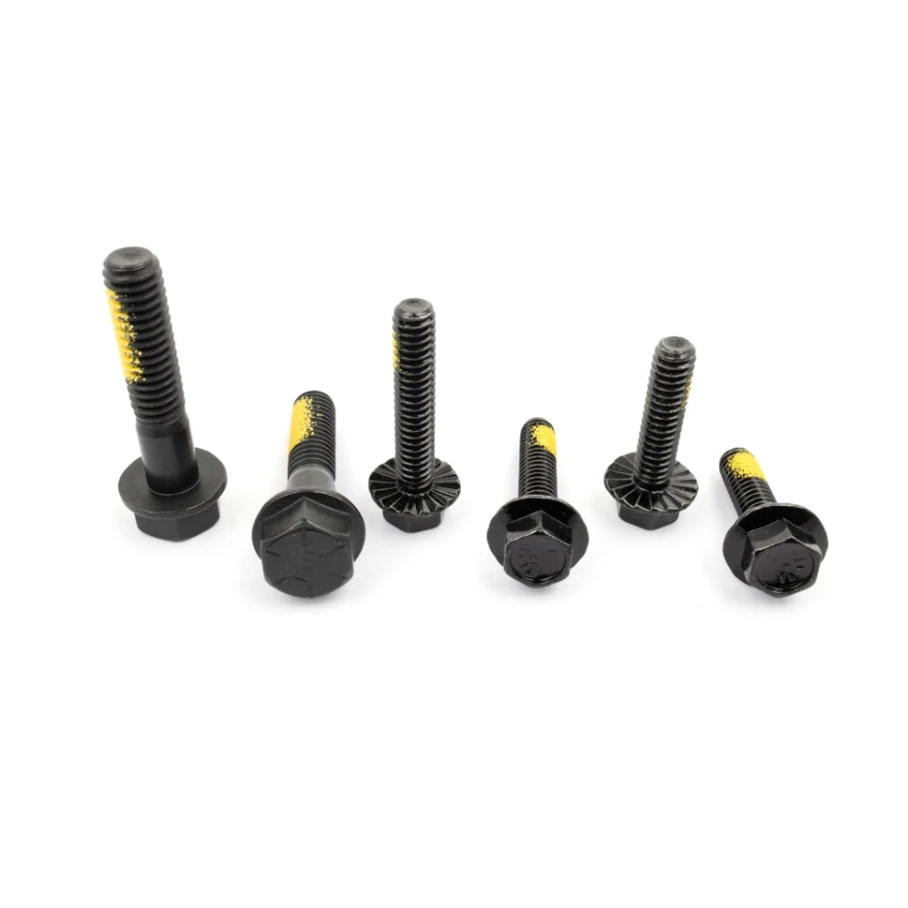 8mm flange shoulder bolt Class 2 4 6 8 Carbon Steel Black Oxide Hex Serrated Flange Bolt With Full Half Thread